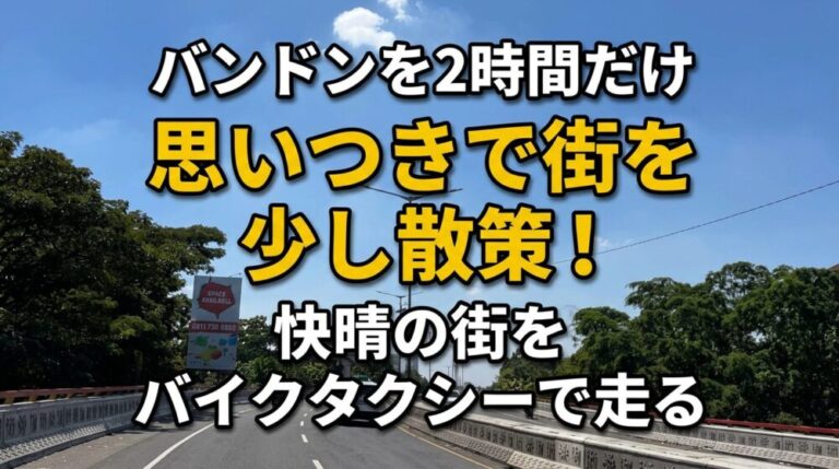 バンドンを2時間だけ思いつきで街を少し散策！快晴の街をバイクタクシーで走る