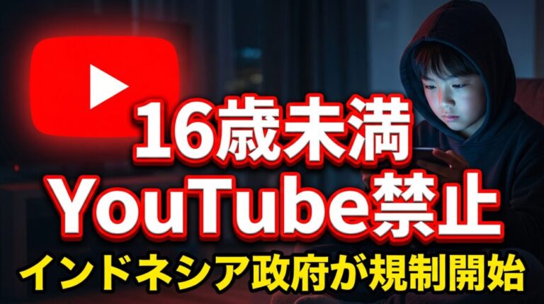 インドネシアがYouTube規制を開始！16歳未満はアカウント禁止、SNS時代の大転換