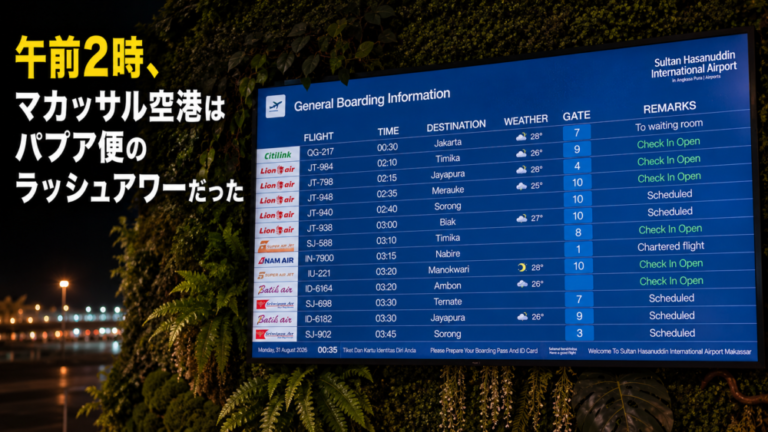 午前2時、マカッサル空港はパプア便のラッシュアワーだった