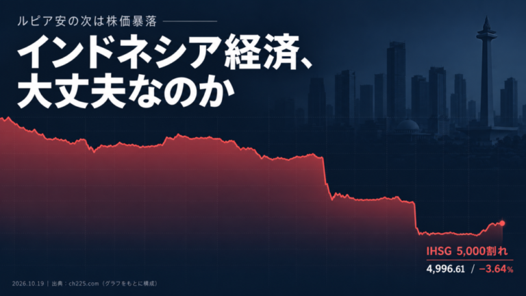 ルピア安の次は株価暴落。インドネシア経済、大丈夫なのか